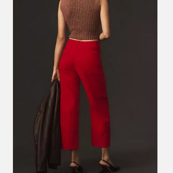 Anthropologie Maeve 26P The Colette Cropped Wide-Leg Pants 26 P Bright Red NWOT - Picture 3 of 4